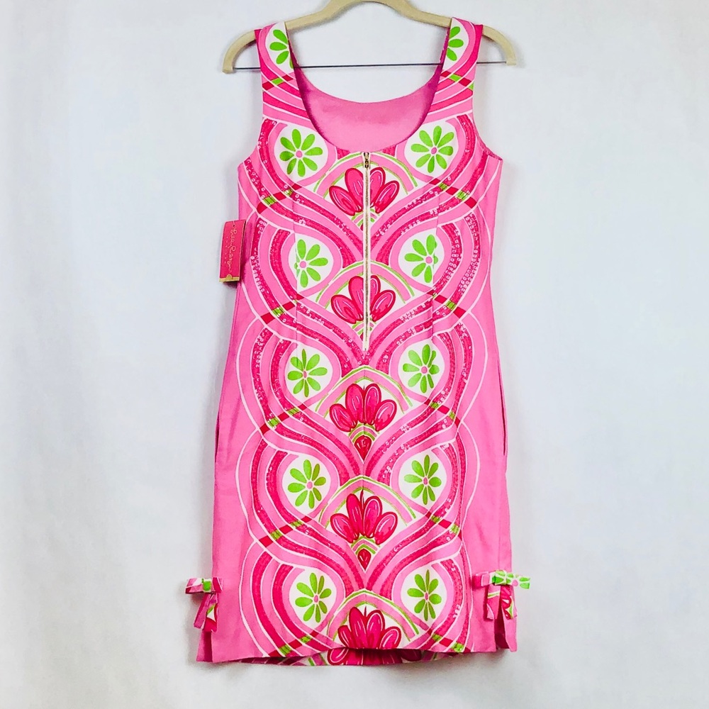 Lily Pulitzer Fitch Shift Sateen Dress Sz 4 - Picture 2 of 7